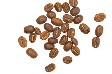 Ziarna kawy na białym tle, tapeta.