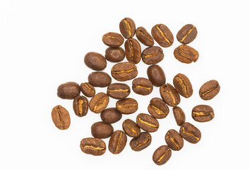 Ziarna kawy na białym tle, tapeta.