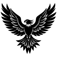 Fototapeta premium Eagle Silhouette with Spread Wings Flying Illustration