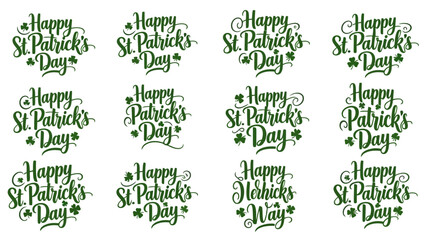 Happy St. Patrick's Day Greetings with Green Shamrocks and Calligraphy © VionaSerene