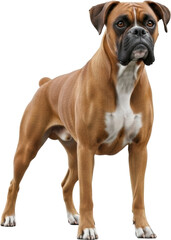 Obraz premium Muscular brown boxer dog standing on black background