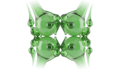 Abstract green glass sculpture with symmetrical design and reflective surfaces, modern art piece perfect for interior decoration