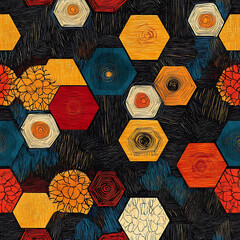 Tile or carpet pattern background with decorative, symmetrical elements. Ideal for wallpaper, textiles, or digital design projects.