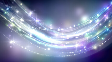 Colorful, swirling pattern of stars and light is displayed on a dark background. Concept of movement and energy, as if the stars are dancing and twirling in the sky