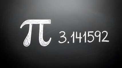 Mathematical symbol pi and decimal representation