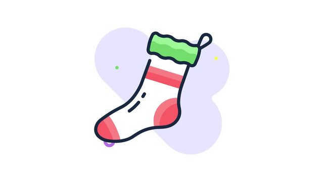 Christmas sock animated icon creatively designed in flat outline style