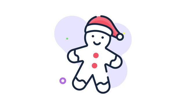 Gingerbread man cookie flat outline vector design in modern style