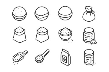 Black and white line icons of sugar and spice containers.