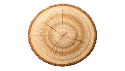 Overhead shot of a cross-section of a tree trunk, showcasing growth rings