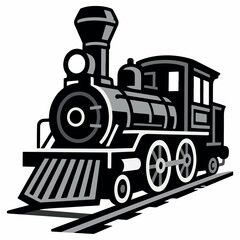 PrintVintage steam locomotive illustration, classic train engine vector design on white background © Md