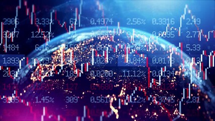 Global Financial Currency Exchange Network. Stock Market Chart Prices, Financial Indexes Graph. Earth Fintech Data Visualization, Digital Money Transfer. World Trade. Cryptocurrency and stocks trading - Powered by Adobe
