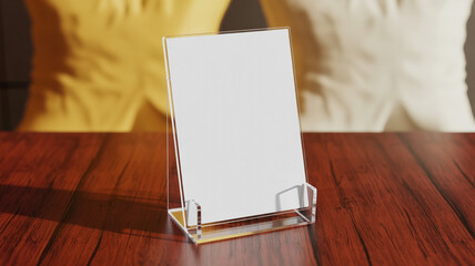 Blank note card on wooden surface