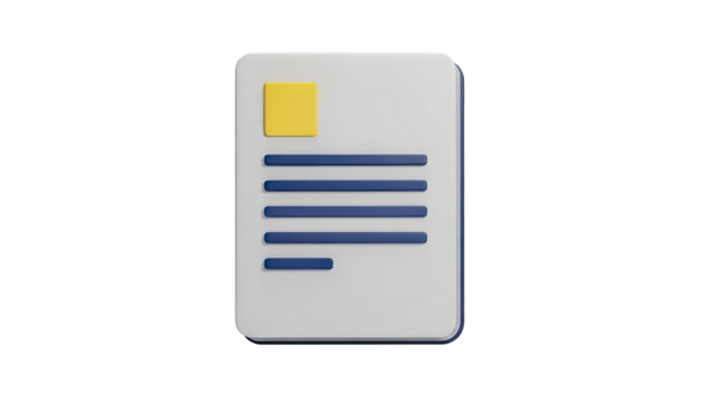 3D Document Icon on transparent background - Powered by Adobe