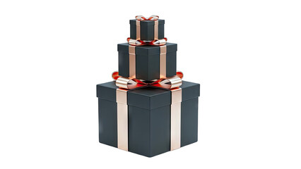 Obraz premium Stacked Gift Boxes with Ribbons on White Background