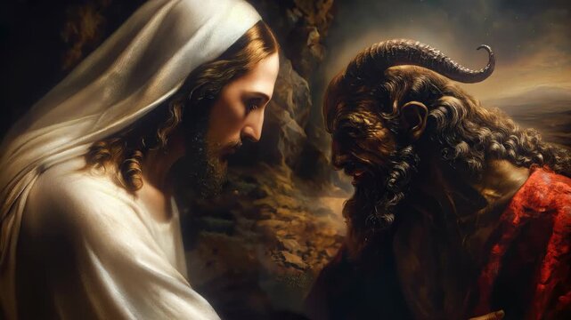 Christ desert trial: Jesus fast, devil dialogue, New Testament record, holy struggle, sacred ordeal, divine test, gospel witness, spiritual triumph, forty day, faith endurance, biblical lesson,