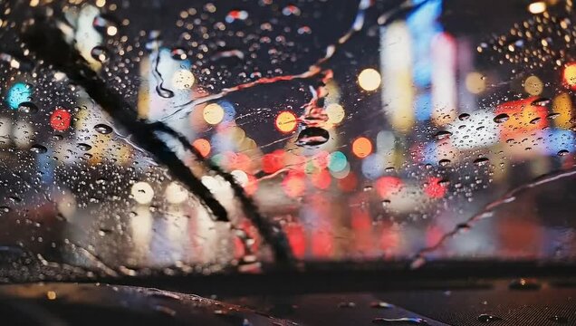 rain drops on car glass