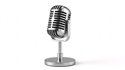 Fototapeta premium Classic Studio Microphone on Stand for Broadcast and Recording.