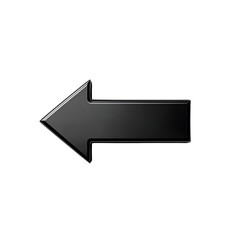 Black arrow pointing left isolated on transparent background