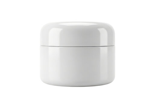 White cosmetic cream jar with lid, blank packaging mockup for beauty product, isolated on transparent background