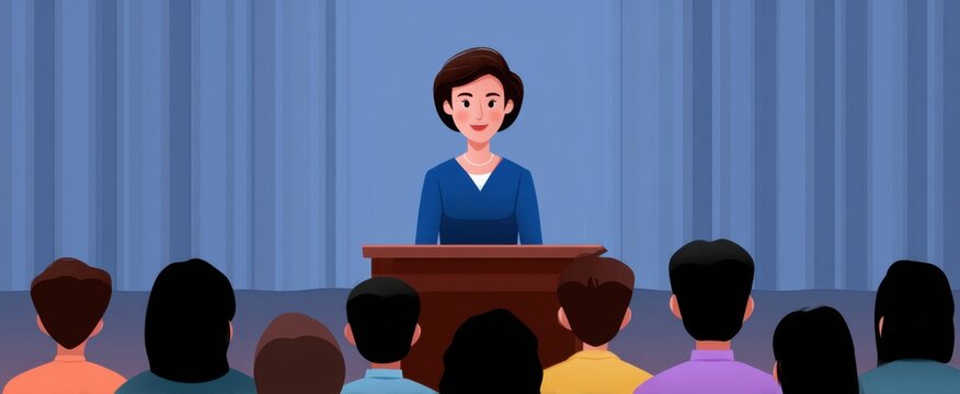 The school principal is like a lighthouse guiding students in the auditorium.