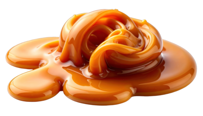 Swirled and flowing, rich, golden confection with a glossy, smooth surface