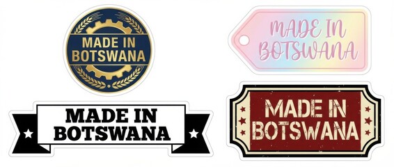 Obraz premium made in botswana sticker set featuring multiple badge and label designs with the text made in botswana