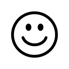 Fototapeta premium Simple black and white smiley face with a circular outline and two dots for eyes and a curved line for mouth