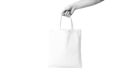 Halftone Hand Holding Shopping Bag Graphic Element, Dotted Pattern Design