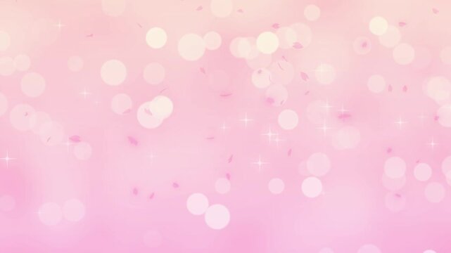 花びら　桜　玉ボケ　ピンク　ループ動画　桜吹雪　舞う　キラキラ　おしゃれ　抽象的　光る　ファンタジー　入学　卒業　新生活　ひな祭り　Watercolor pink petals.Abstract glittering bokeh light.Loop video.