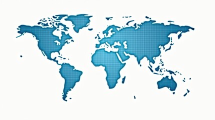 Fototapeta premium Stylized world map with continents in blue and white