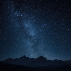 Milky Way Galaxy and Stars Over Mountain Silhouettes