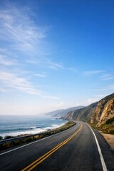 Scenic Coastal Highway Winding Along Rugged Cliffs