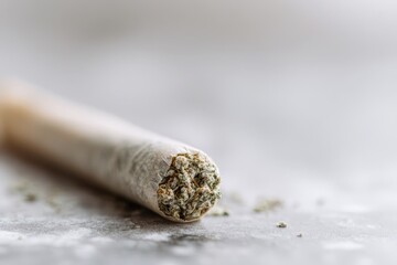 Intimate close-up of a medical cannabis joint, texture and resin details