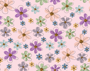 cute flower seamless pattern design for kids, abstract lovely repeating wallpaper 