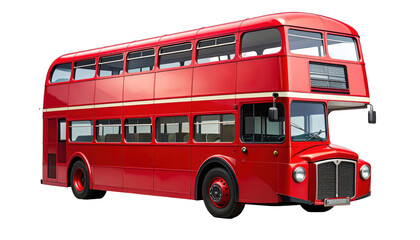 Classic, double-decker public transport, vibrant red, empty streets