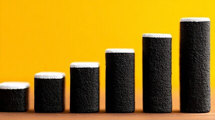 Ascending Progress:  A  conceptual representation of growth and progress is depicted,  featuring a series of pillars arranged in ascending order, signifying advancement and development. 