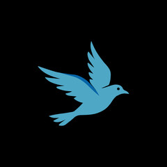 Obraz premium A beautiful blue bird flying freely against a black background