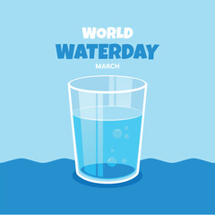 World Water Day illustration featuring layered blue wave patterns symbolizing different water levels and purity.