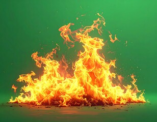Vivid flame, illuminated against a verdant, studio-like backdrop