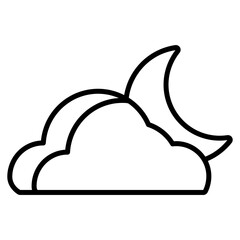 Cloudy night vector icon. Weather icon line style. perfect use for logo, presentation, website, and more. modern icon design outline style 