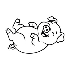 Naklejka premium Line Laugh Pig Illustration Character Vector Logo Template