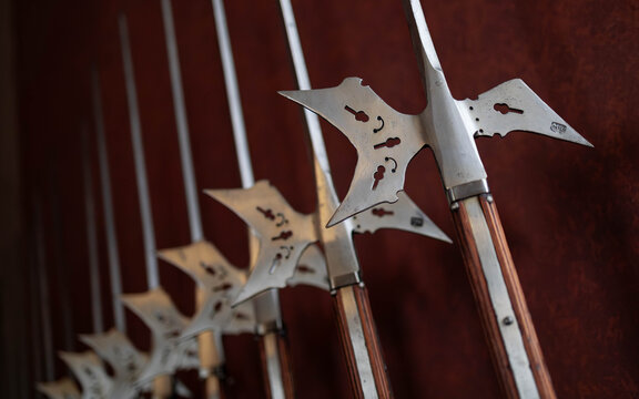 Close-up on the line of the halberds