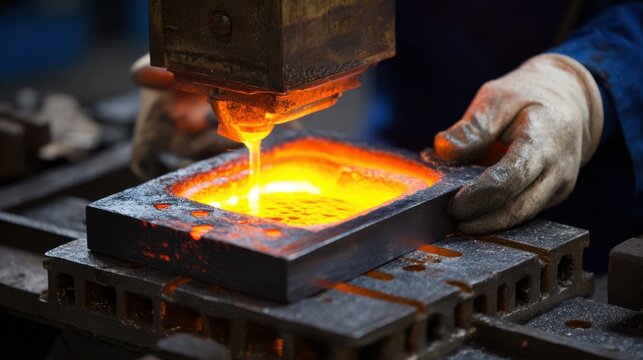 Medium shot of a technician carefully inspecting a heated die during the annealing process showcasing the softening stage after extrusion for improved tool durability.