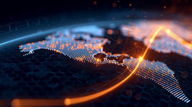 Digital representation of the Earth with glowing connections and data streams, symbolizing global connectivity and technology.