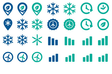 Symbols showing types of weather, travel, and time, suitable for various design projects and applications
