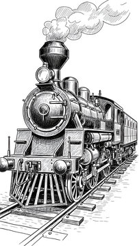 Vintage Steam Locomotive on Rails with Smoke