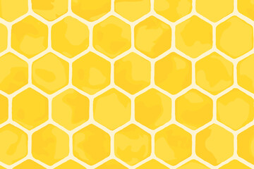 Pattern of hexagonal shapes in yellow color showing a honeycomb design in a simple and clean style