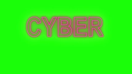 Neon pink text animation "Cyber Monday" glowing on a green background, promoting online shopping deals, sales events, or digital marketing promotions.