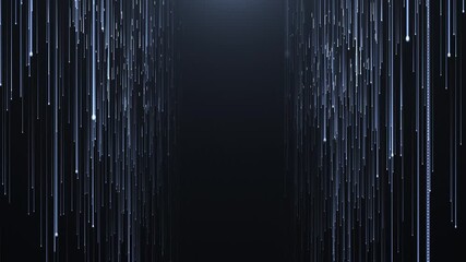Blue vertical light streaks fall like digital rain on a dark background, creating a futuristic abstract motion backdrop with depth and elegant glow. - Powered by Adobe
