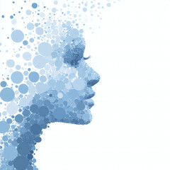 Cara de una mujer hecha con puntos